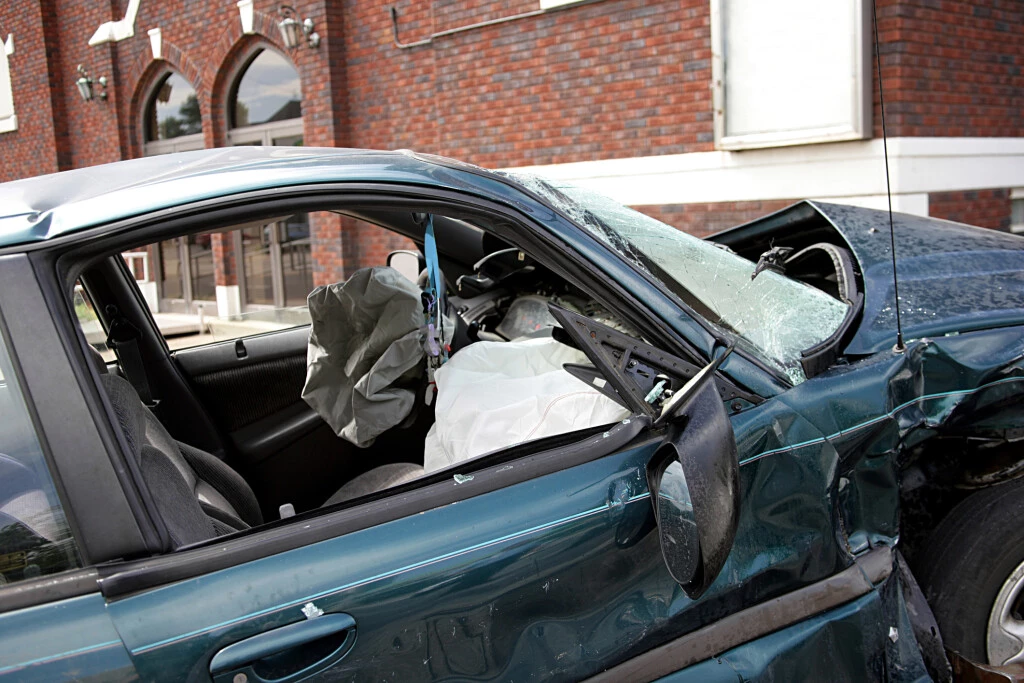 A vehicle crashed into a Valley Glen apartment building while attempting to back up into a parking space Thursday afternoon.