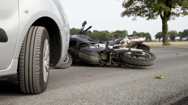 A motorcyclist is left with severe injuries after a motorcycle accident on Interstate 5 in Los Angeles on Sunday, July 30, 2023.