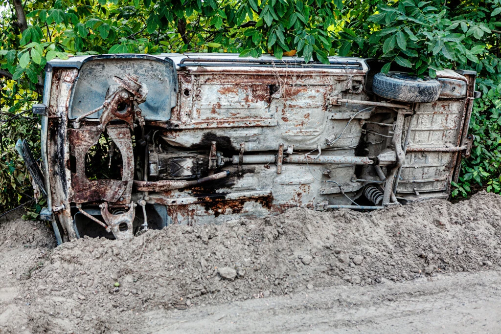 An overturned vehicle caused a crash on Interstate 10 in Monterey Monday.