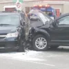 Two LAPD officers and a civilian were injured in a collision at an intersection in Los Angeles.