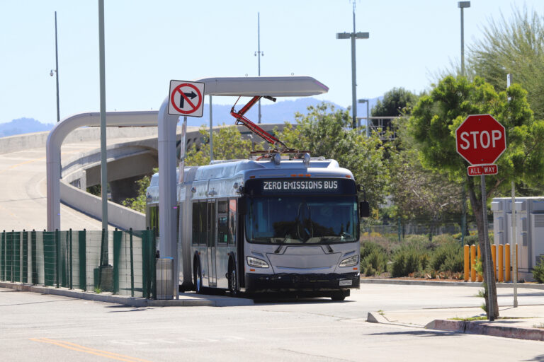 One injured in collision with bus in Victorville.