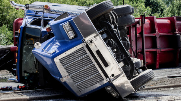 A crash between a semi and a box truck in Yuba City left one person injured.