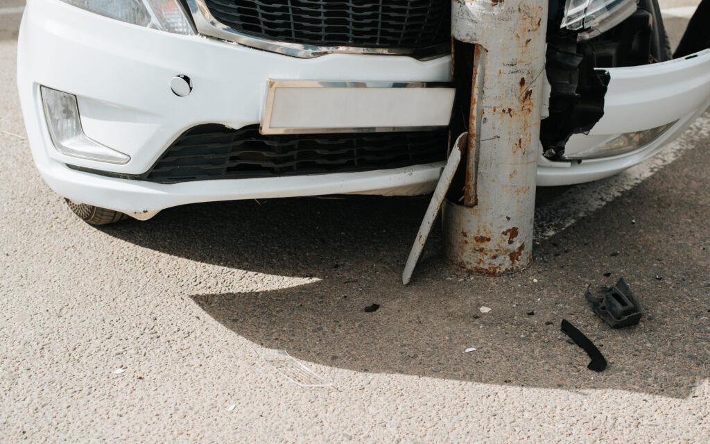 2 injured when car collides with traffic pole on I-15 in Victorville.