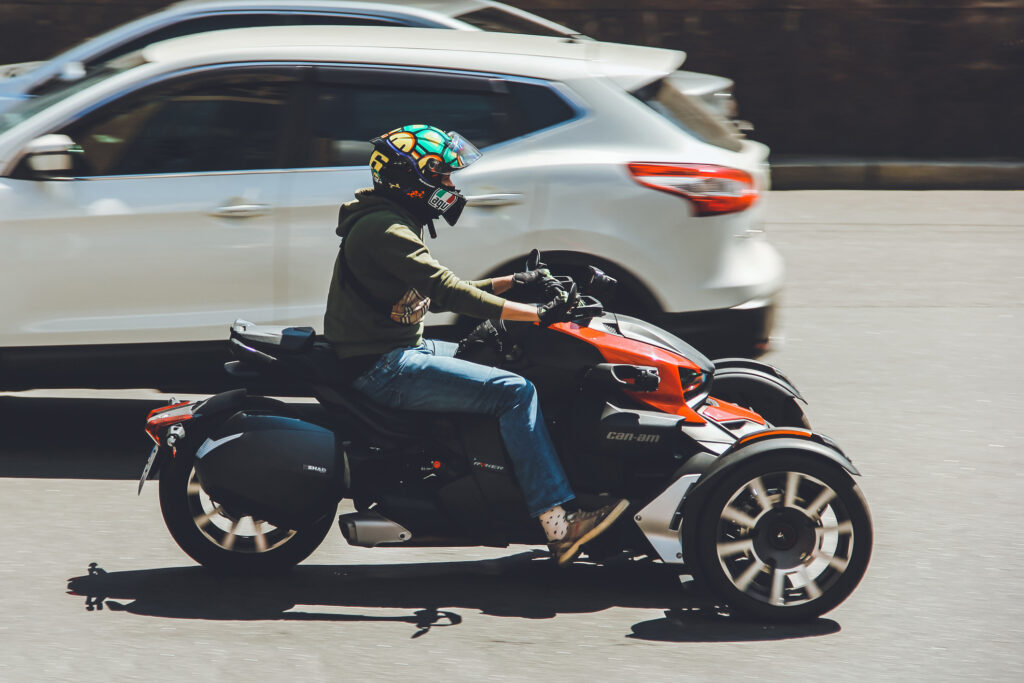 Two Injured in collision between motorcycle and small SUV in Las Vegas.