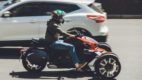 Two Injured in collision between motorcycle and small SUV in Las Vegas.